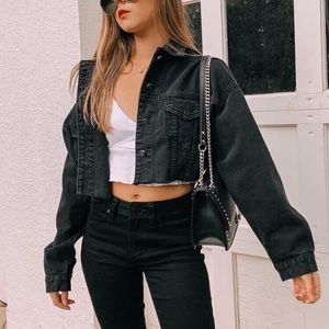 oversized cropped jean jacket